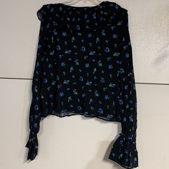 WEWOREWHAT BLACK RUFFLE FLORAL BLOUSE XL NEW WITH TAGS - Picture 7 of 7